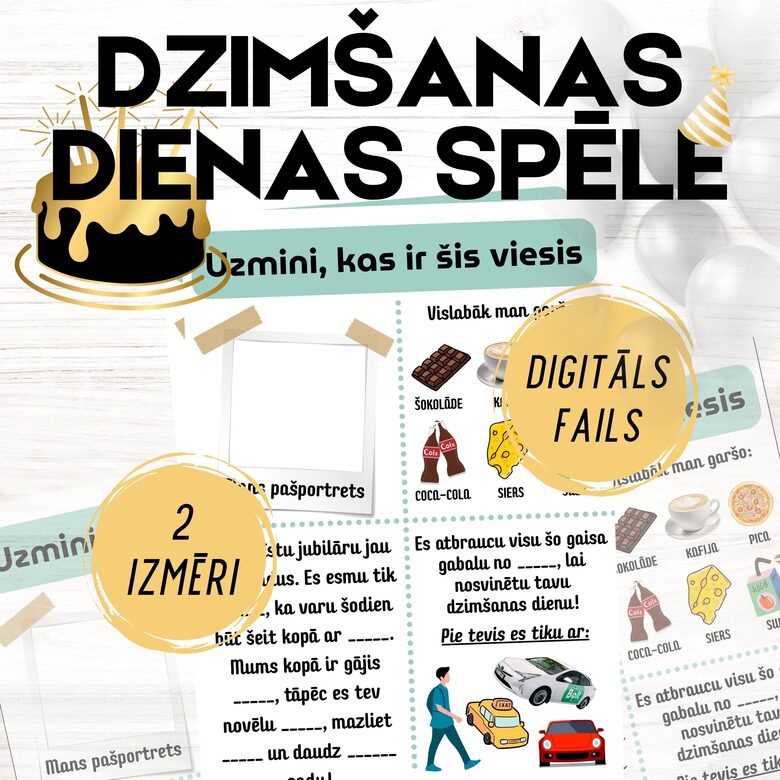 Dzimšanas dienas spēle - Uzmini, kas ir šis viesis, digitāls PDF fails